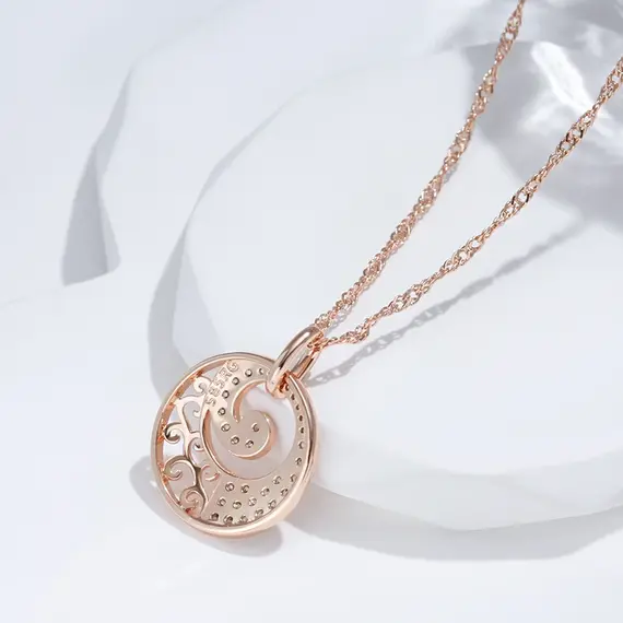 Buy Luxury 14K Rose Gold Filled Flower Pattern Lab Created Diamonds Necklace, 3 image