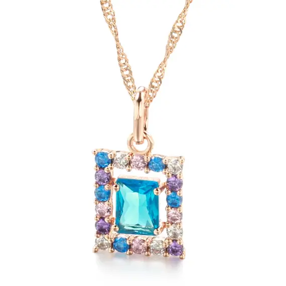 Buy Simple and Luxurious 14K Gold  Filled Blue Zircon Crystals Necklace, 6 image