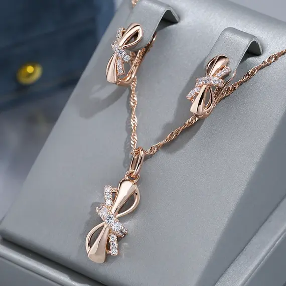 Buy Superb Cute Bowknot  14K Gold Filled Necklace with Lab Created Diamonds, 6 image