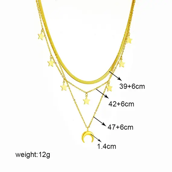 Buy Adorable Titanium Steel Moon and Stars 18K Gold Plated  Fashion Necklace, 5 image