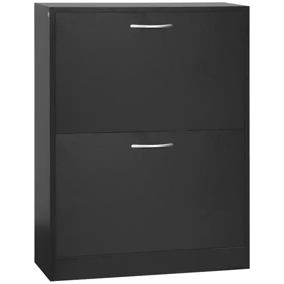 Buy 2 Drawer Shoe Cabinet, Narrow Shoe Storage Cabinet with Flip Doors and Adjustable Shelves, Slim Shoe Cupboard for 12 Pairs of Shoes for Entryway, Hallway, Black