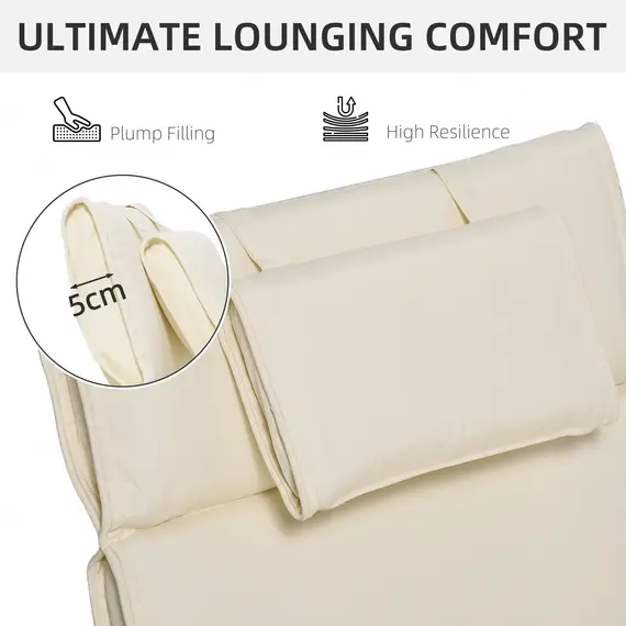 Buy Garden Sun Lounger Chair Cushion Reclining Relaxer Indoor Outdoor, 4 image