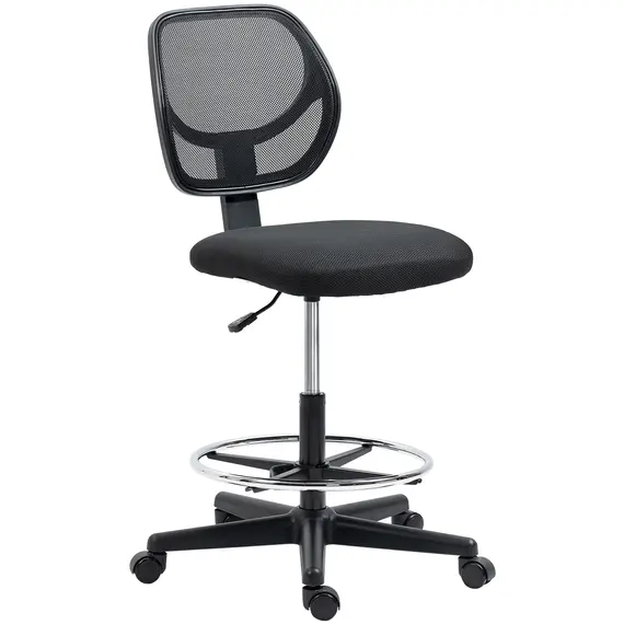 Buy Ergonomic Mesh Standing Desk Chair with Adjustable Footrest Ring and Seat Height Black