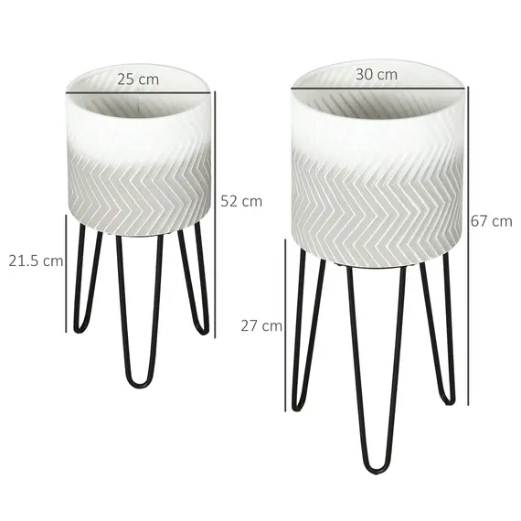 Buy Metal Plant Stand Set of 2 with Legs, Decorative Round Planters with Stands Flower Pot Holders for Living Room, Bedroom, 3 image