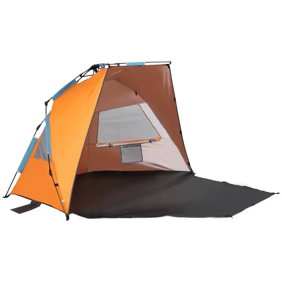 Buy Outsunny Pop Up Beach Tent, Easy Set Up Sun Shelter, Portable Instant Beach Canopy w/ Extended Porch, Sandbags, Mesh Screen Windows for 1-2 Person