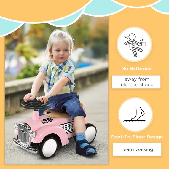 Buy Foot to Floor Slider for Toddlers with Under-Seat Storage, Ride on Sliding Car with Horn, for Ages 12-36 Months - Pink, 7 image