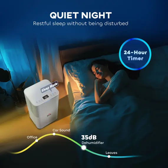 Buy 10L/Day 2000ML Portable Quiet Dehumidifier for Home Laundry Room Bedroom Basement, Electric Moisture Air De-Humidifier with 3 Modes, 7 image