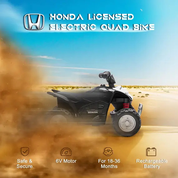 Buy Honda Licensed Kids Electric Quad Bike, 6V ATV Ride On for Ages 1.5-3 Years, Black, 4 image