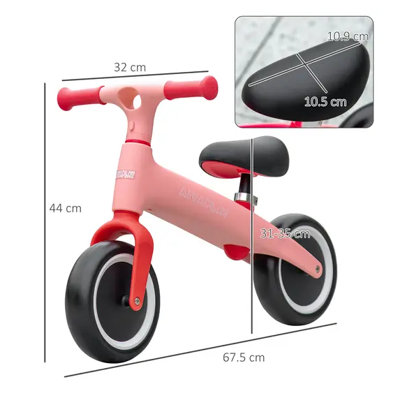 Buy Baby Balance Bike, with Adjustable Seat, for 1.5-3 Years - Pink, 3 image
