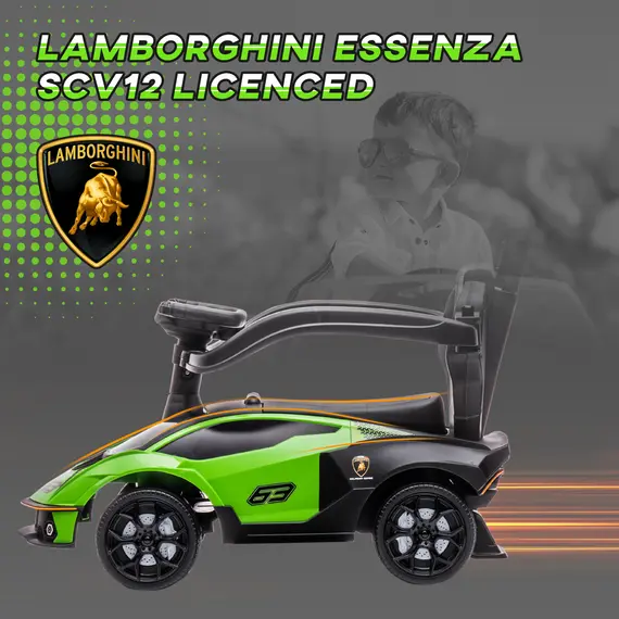 Buy Kids 2-In-1 Lamborghini Ride-On and Stroller, with Horn - Green, 4 image