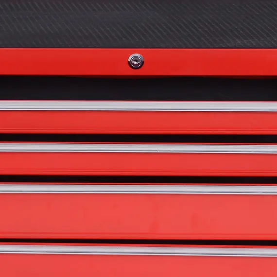 Buy 7-Drawer Rolling Tool Chest on Wheels, Lockable Tool Cabinet with Side Handle, Metal Tool Box Trolley for Garage, Workshop, Red, 8 image