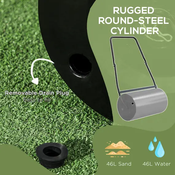 Buy Heavy Duty Garden Lawn Roller Push Tow Water Sand Filled 46L Equipment Manual Push Rolling Drum, 4 image