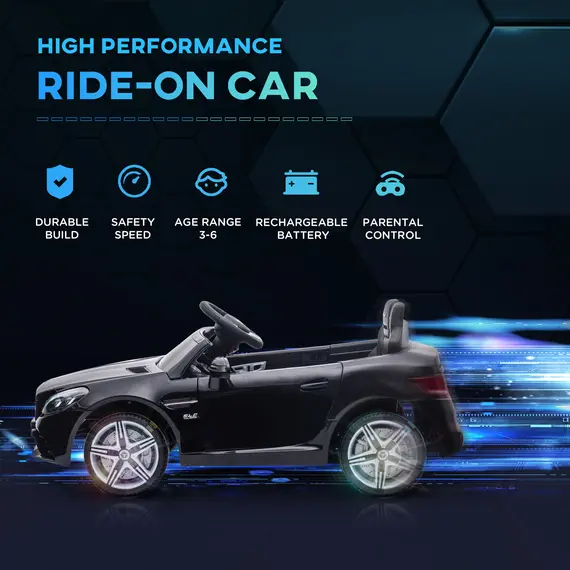 Buy Benz SLC 300 Licensed 12V Electric Car for Kids, Kids' Electric Ride on with Parental Remote, Music Lights, Suspension Wheels for 3-6 Years, Black, 4 image