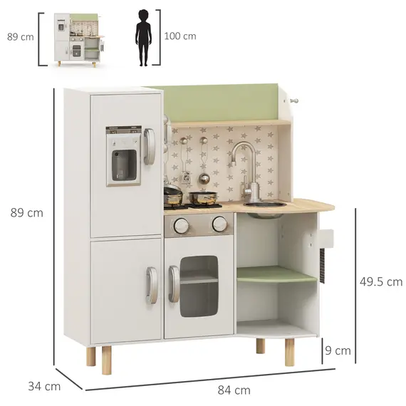 Buy Toy Kitchen, Kids Play Kitchen, Role Playing Game with Phone, Ice Maker, Stove, Utensils, for 3-6 Years, White, 3 image