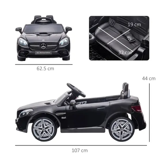 Buy Benz SLC 300 Licensed 12V Electric Car for Kids, Kids' Electric Ride on with Parental Remote, Music Lights, Suspension Wheels for 3-6 Years, Black, 3 image