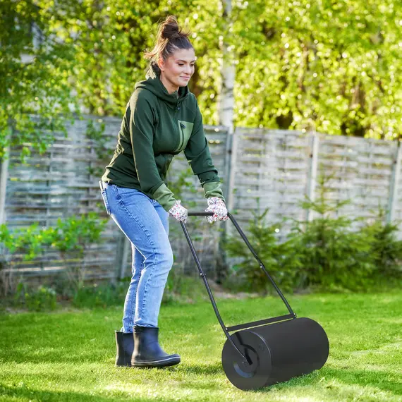 Buy Heavy Duty Garden Lawn Roller Push Tow Water Sand Filled 46L Equipment Manual Push Rolling Drum, 2 image