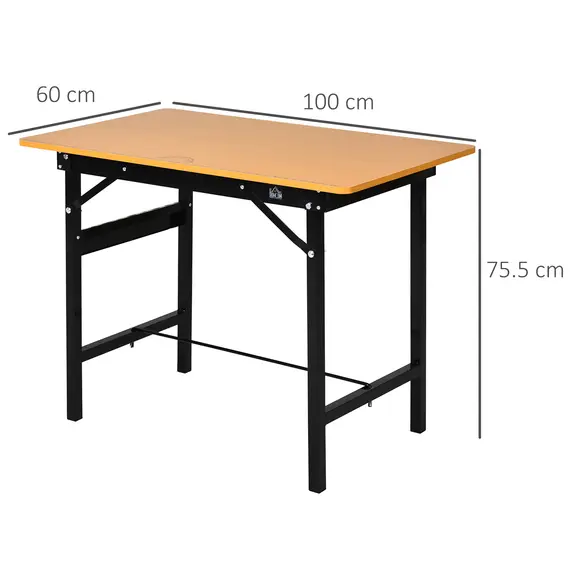 Buy 100 cm Foldable Garage Work Bench, Craft Table MDF Workstation, Heavy-duty Steel Frame with Ruler, Protractor, 3 image