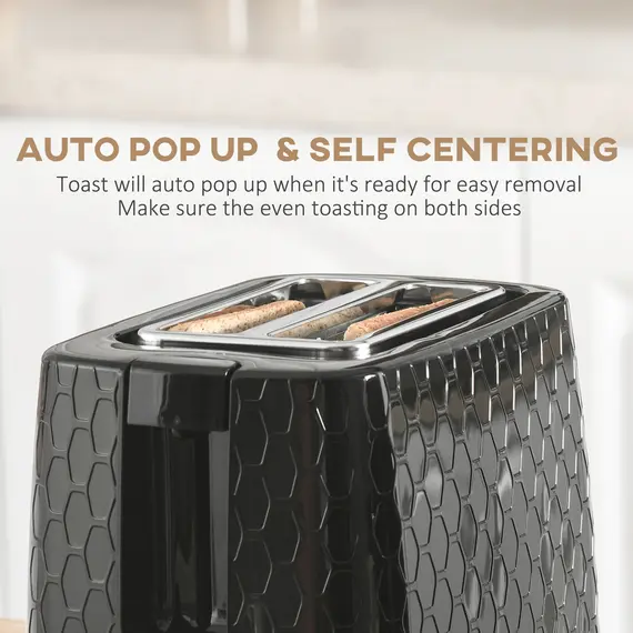 Buy 1.7L 3000W Fast Boil Kettle & 2 Slice Toaster Set, Kettle and Toaster Set with Auto Shut Off, Browning Controls, Black, 6 image