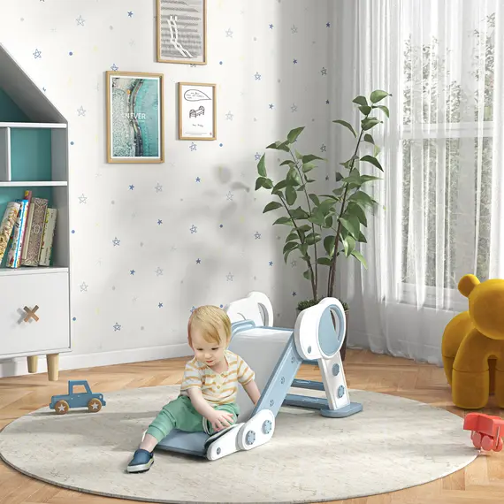 Buy Foldable Kids Slide, Freestanding Baby Slide, for Ages 1.5-3 Years, Grey & Beige, 2 image