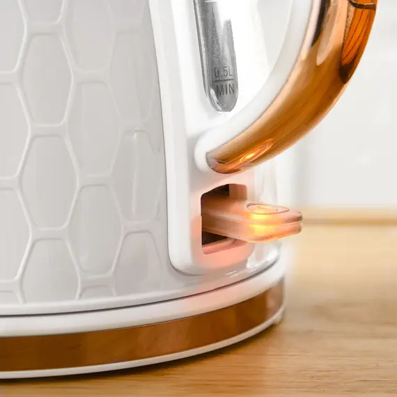 Buy 1.7L 3000W Fast Boil Kettle & 4 Slice Toaster Set, Kettle and Toaster Set with 7 Browning Controls, Crumb Tray, White, 8 image