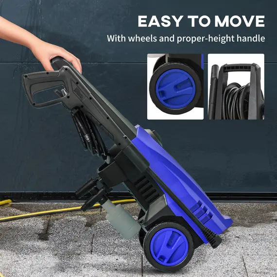 Buy 1800W High Pressure Washer, 150 Bar Pressure, 510 L/h Flow, High-Performance Portable Power Jet Wash Cleaner Blue, 8 image
