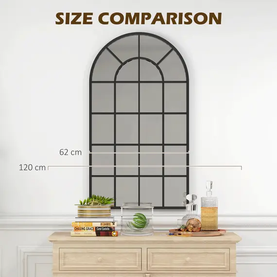 Buy 110 x 62 cm Arched Decorative Wall Mirror for Bedroom Living Room, Modern Window Bathroom Mirror for Home Decor, 7 image