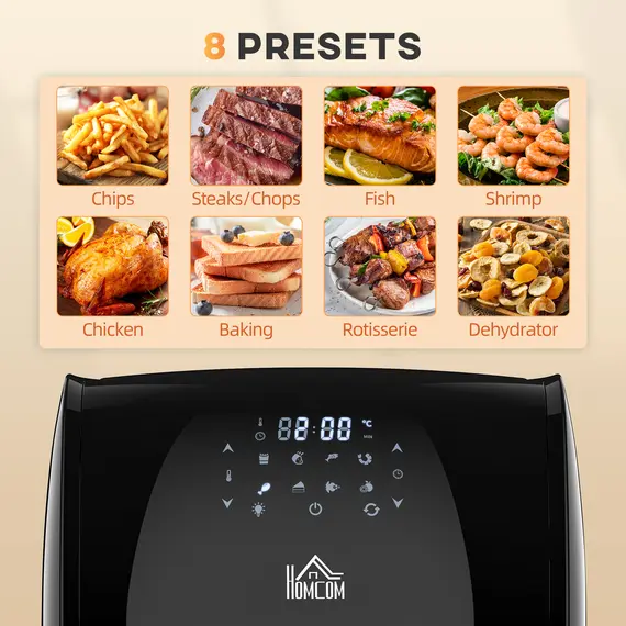 Buy 12L 8 in 1 Digital Air Fryer Oven with Roast, Bake, Dehydrate, 8 Preset Modes, Rapid Air Circulation, Timer, Inner Light, Memory Function, 1800W, Dish Wash Accessory, Black, 8 image