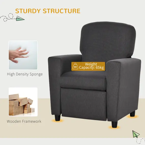 Buy 2 in 1 design Kids Sofa Armchair with Footrest for Children Playroom Bedroom Living Room, 55 x 50 x 67cm, Grey, 6 image