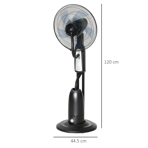 Buy 18" Pedestal Fan with Water Mist Spray, Humidifying Misting Fan, Standing Fan with 3 Speeds, 2.8L Water Tank, Timer and Remote, Black, 3 image