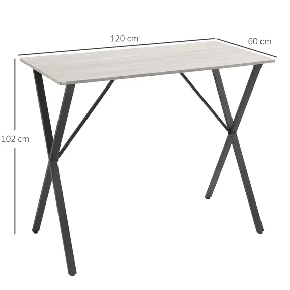 Buy 120 cm Rectangular Bar Table for 4 People, Modern Kitchen Table with Wood Effect Tabletop, Steel Legs, for Living Room, Home Bar, White, 3 image