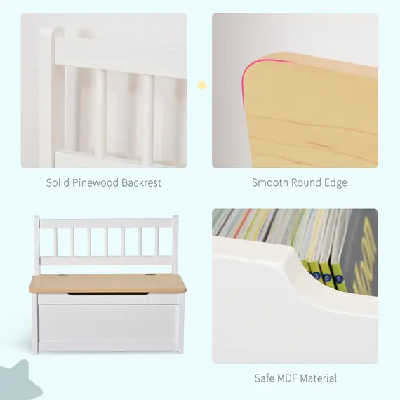 Buy 2 In 1 Wooden Toy Box, Seat Storage Bench, Storage Chest Cabinet Organiser, with Safety Pneumatic Rod, 4 image