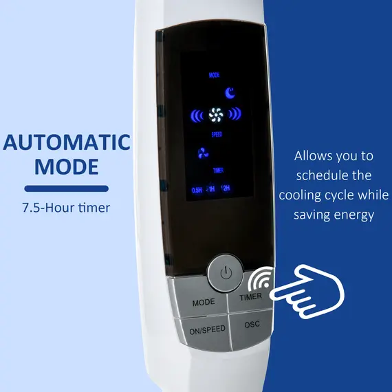 Buy 16'' Pedestal Stand Fan, 3 Speed 3 Mode, 85° Oscillation, LED Panel, 3M Remote Controller, Height Adjustable for Living Room, Bedroom, Garage, Office, Black and White, 7 image