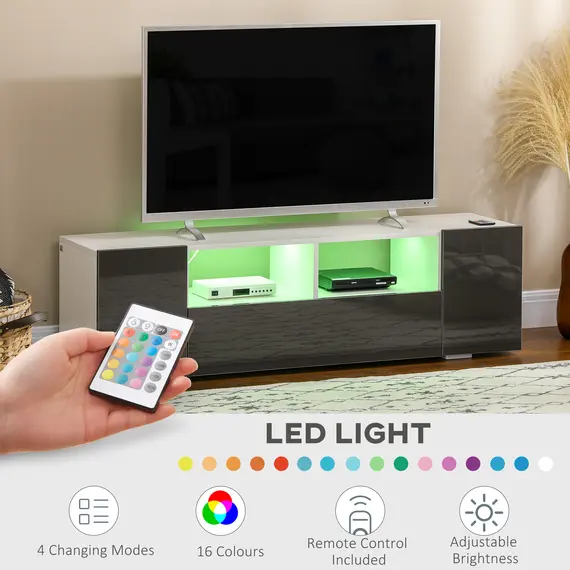 Buy 16 LED Light TV Stand, with Storage - High Gloss Grey, 5 image