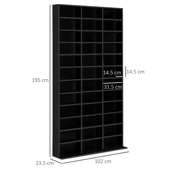 Buy 1116 CD/ 528 DVD Storage Shelf Rack Media Storage Unit Shelves Racks Wooden Display Unit with 10 Adjustable Shelves, Black, 3 image