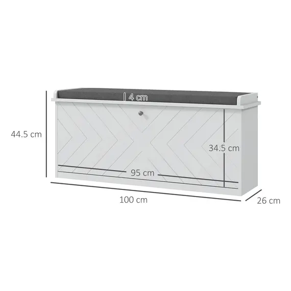 Buy 10-Shoe Storage Bench, with Padded Top Seat - White/Grey, 3 image