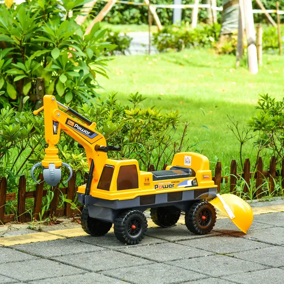 Buy 2 in 1 Ride on Excavator Digger No Power Detachable Digging Bucket and Grab Bucket Music Light for 2-3 Years Old, 2 image