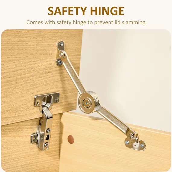 Buy 113L Storage Chest, Storage Box with Flip-Top Lid and 2 Safety Hinges, Storage Trunk for Living Room, Entryway, 100 x 40 x 40 cm, Burlywood, 5 image