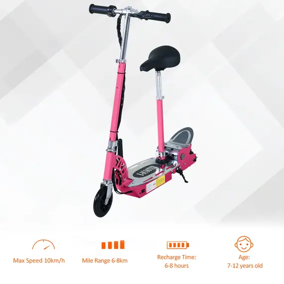 Buy 120W Foldable Powered Scooters with 24V Rechargeable Battery, Adjustable Ride on Toy (Pink), 7 image