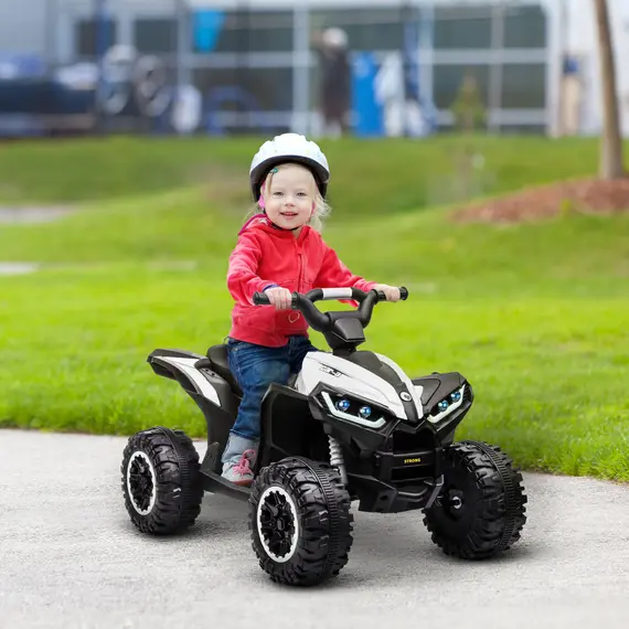 Buy 12V Ride-On Quad Bike w/ Music, Horn, for Ages 3-5 Years - White, 2 image