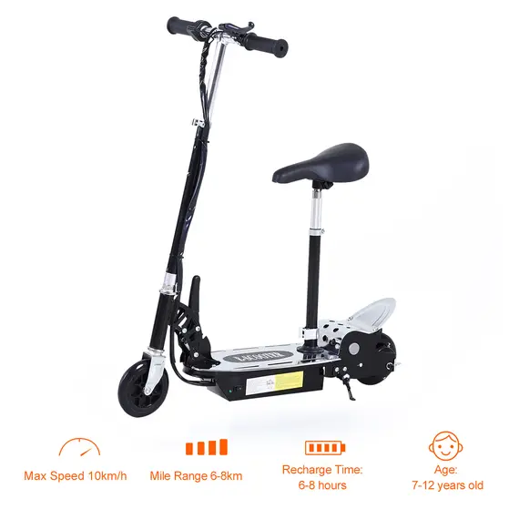 Buy 120W Foldable Powered Scooters with 24V Rechargeable Battery, Adjustable Ride on Toy (Black), 6 image
