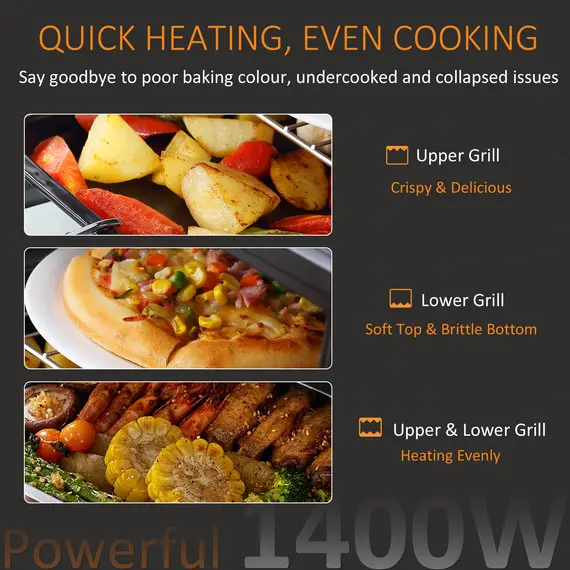 Buy 16L Mini 1400W Countertop Oven - Black/Silver Tone, 7 image
