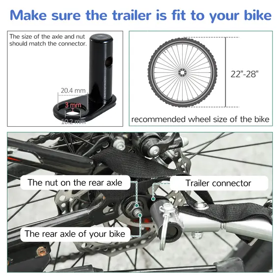 Buy 2 Seat Bike Trailer Bicycle wagon for Kids Child Steel Frame Safety Harness Seat Carrier Hitch Coupler Blue White 130 x 76 x 88 cm, 7 image