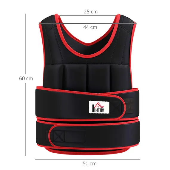 Buy 20kg Weighted Vest, Adjustable Running Weight Vest with 38 Weight Bags for Men or Women Cardio Exercise, Black and Red, 3 image