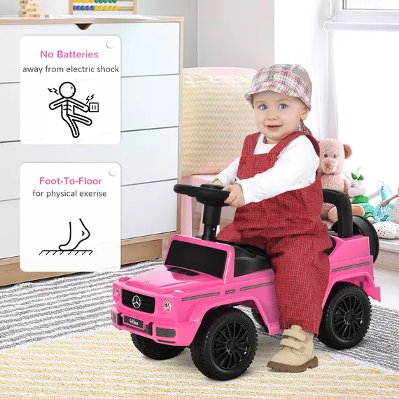 Buy 3 in 1 Kids Ride On Car G350 Licensed Foot To Floor Slider Toddler Push Along NO POWER Pink 12-36 months, Colour: Pink, 4 image