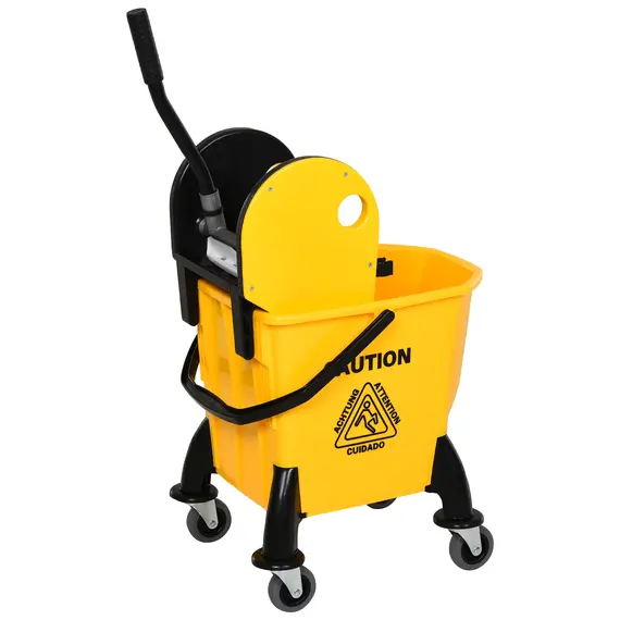 Buy 25L Mop Bucket, with Wringer, Wheels and Handle - Yellow, 8 image
