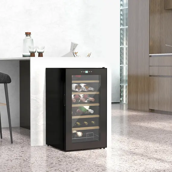 Buy 24 Bottle Wine Fridge, 65 Litre Capacity, 43cm Freestanding Wine Cooler Fridge with Glass Door, LED Light, Digital Touch Screen, Temperature Control, Black, 2 image