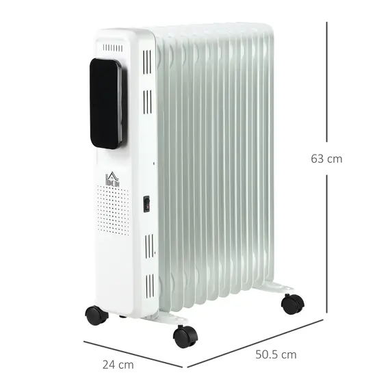 Buy 2500W Oil Filled Radiator, 11 Fin Portable Electric Heater with LED Display, 24H Timer, 3 Heat Settings, Adjustable Thermostat, Safety Cut off, Remote Control, White, 3 image