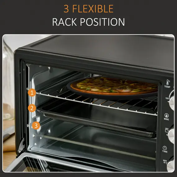 Buy 21L Mini Countertop Oven, 100°C-230°C Adjustable Temp - Black, 5 image