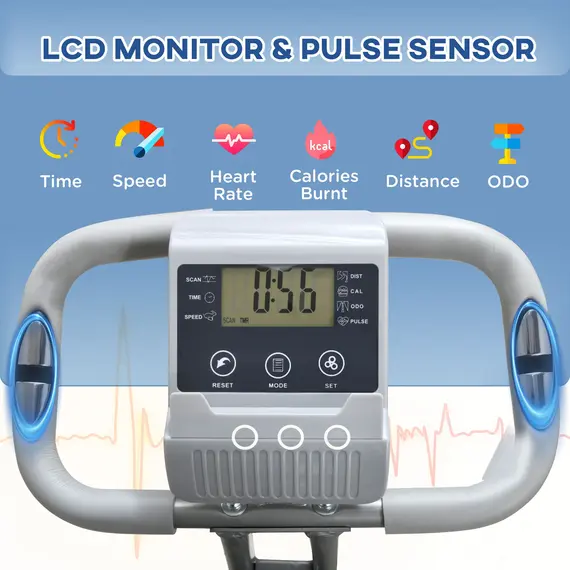 Buy 2-in-1 Folding Exercise Bike with 8-Level Magnetic Resistance, Arm Resistance Band, Pulse Sensor, Grey, 4 image