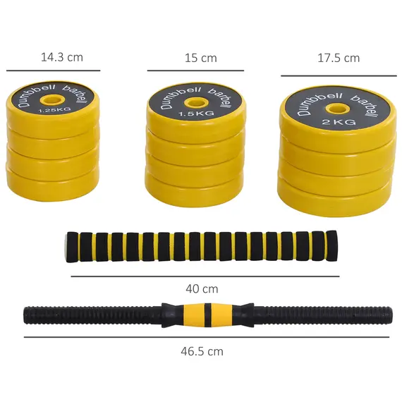 Buy 20KG Dumbbell & Barbell  Adjustable Set Plate Bar Clamp Rod Home Gym Sports Area Exercise Ergonomic, 3 image